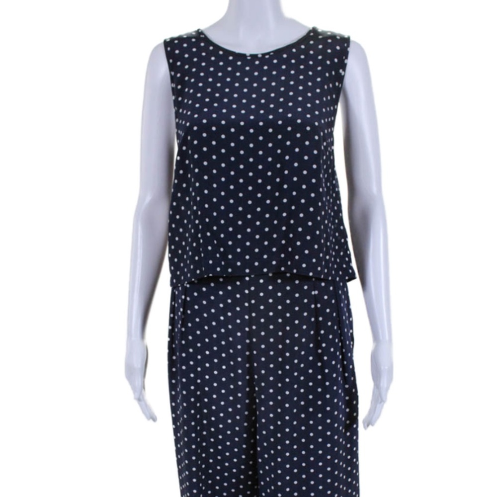 J. Crew Silk Polka Dot Overlay Wide Leg Jumpsuit Size 8
